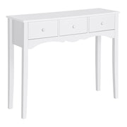 Wooden Entryway Console Table with 3 Drawers for Living Room Hallway Load 45 kg 100x32x85 cm White