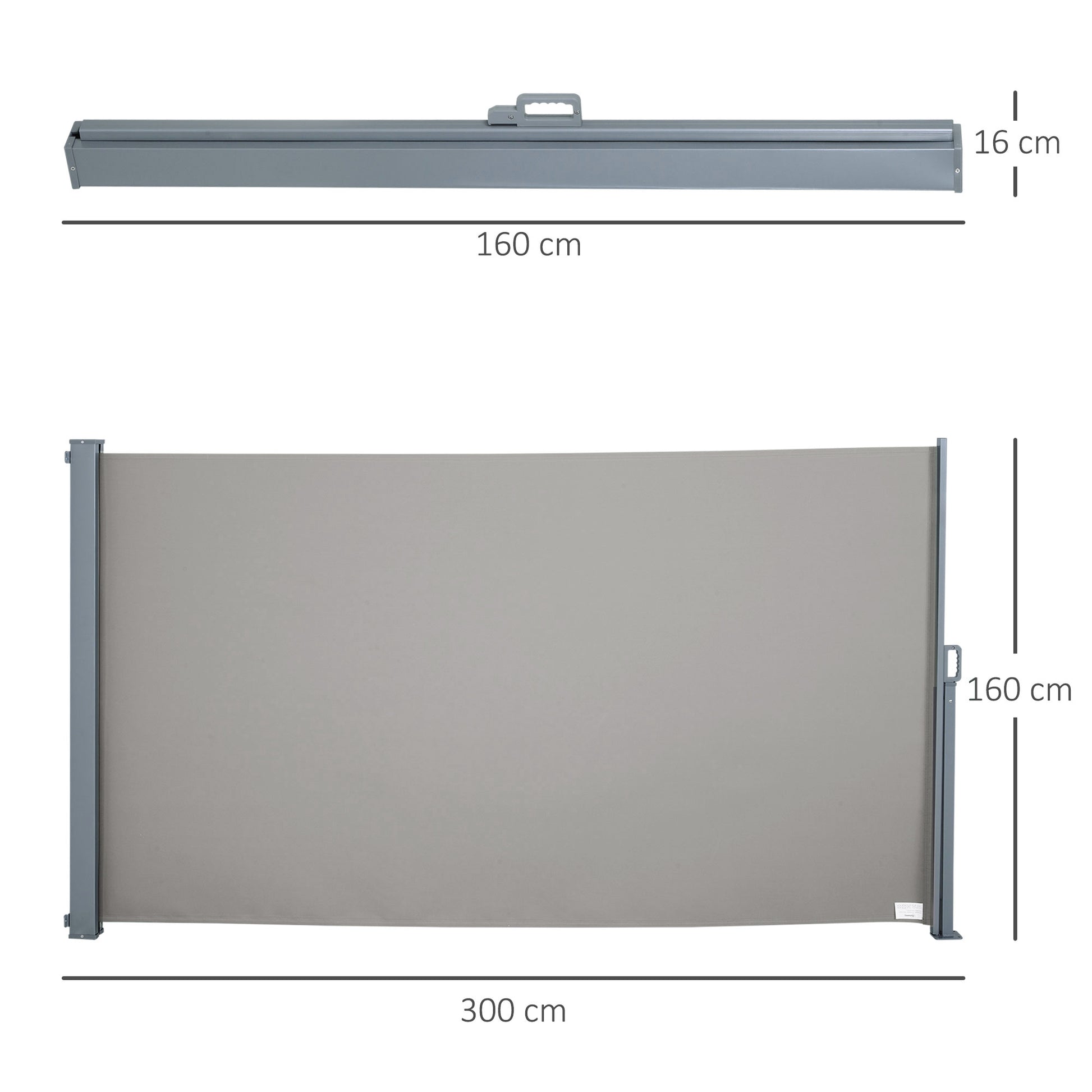 Retractable Side Awning 300 x 160 cm, Outdoor Aluminum Windscreen, Sun Protection, Extendable Privacy Screen for Balcony, Garden, Patio, Gray
