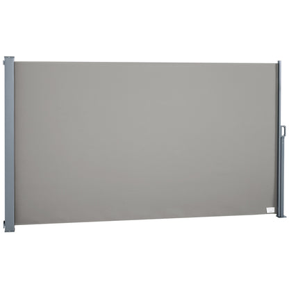 Retractable Side Awning 300 x 160 cm, Outdoor Aluminum Windscreen, Sun Protection, Extendable Privacy Screen for Balcony, Garden, Patio, Gray