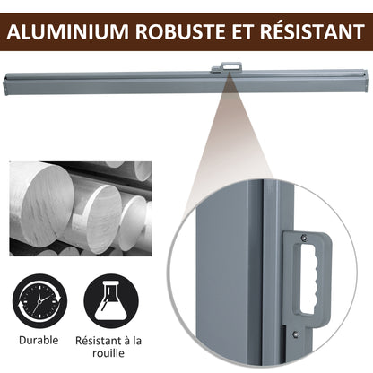 Retractable Side Awning 300 x 160 cm, Outdoor Aluminum Windscreen, Sun Protection, Extendable Privacy Screen for Balcony, Garden, Patio, Gray