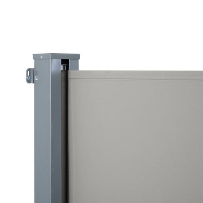 Retractable Side Awning 300 x 160 cm, Outdoor Aluminum Windscreen, Sun Protection, Extendable Privacy Screen for Balcony, Garden, Patio, Gray