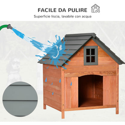 Raised Kennel for Dogs up to 15 kg, Kennel for Cats Dogs Outdoor in Fir Wood, 81.3x91.5x98.5 cm