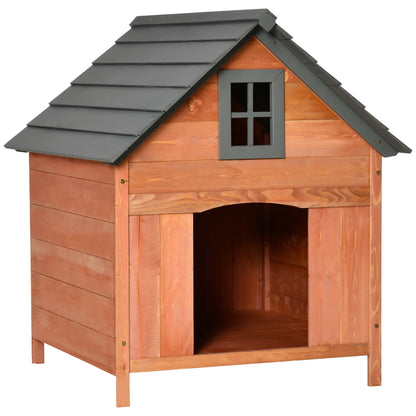 Raised Kennel for Dogs up to 15 kg, Kennel for Cats Dogs Outdoor in Fir Wood, 81.3x91.5x98.5 cm