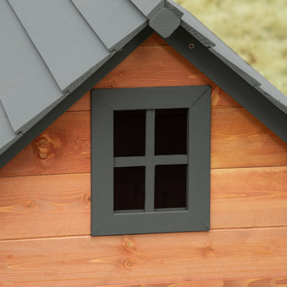 Raised Kennel for Dogs up to 15 kg, Kennel for Cats Dogs Outdoor in Fir Wood, 81.3x91.5x98.5 cm