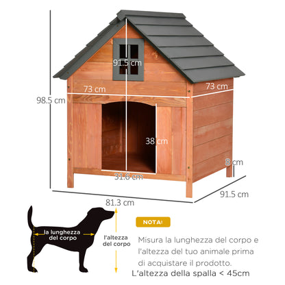 Raised Kennel for Dogs up to 15 kg, Kennel for Cats Dogs Outdoor in Fir Wood, 81.3x91.5x98.5 cm