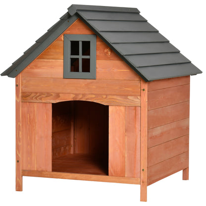 Raised Kennel for Dogs up to 15 kg, Kennel for Cats Dogs Outdoor in Fir Wood, 81.3x91.5x98.5 cm