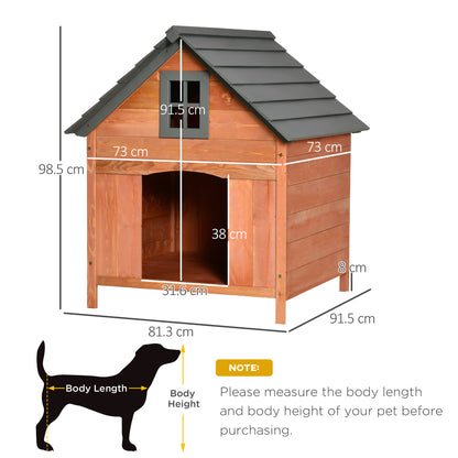 Raised Kennel for Dogs up to 15 kg, Kennel for Cats Dogs Outdoor in Fir Wood, 81.3x91.5x98.5 cm