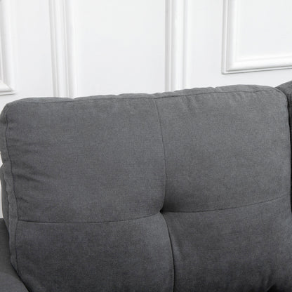 L-Shaped Fabric Sofa, Linen-Style Couch Set with Chaise Longue for 3 People, Corner Couch for Living Room, Dark Gray, 193 x 136 x 85 cm