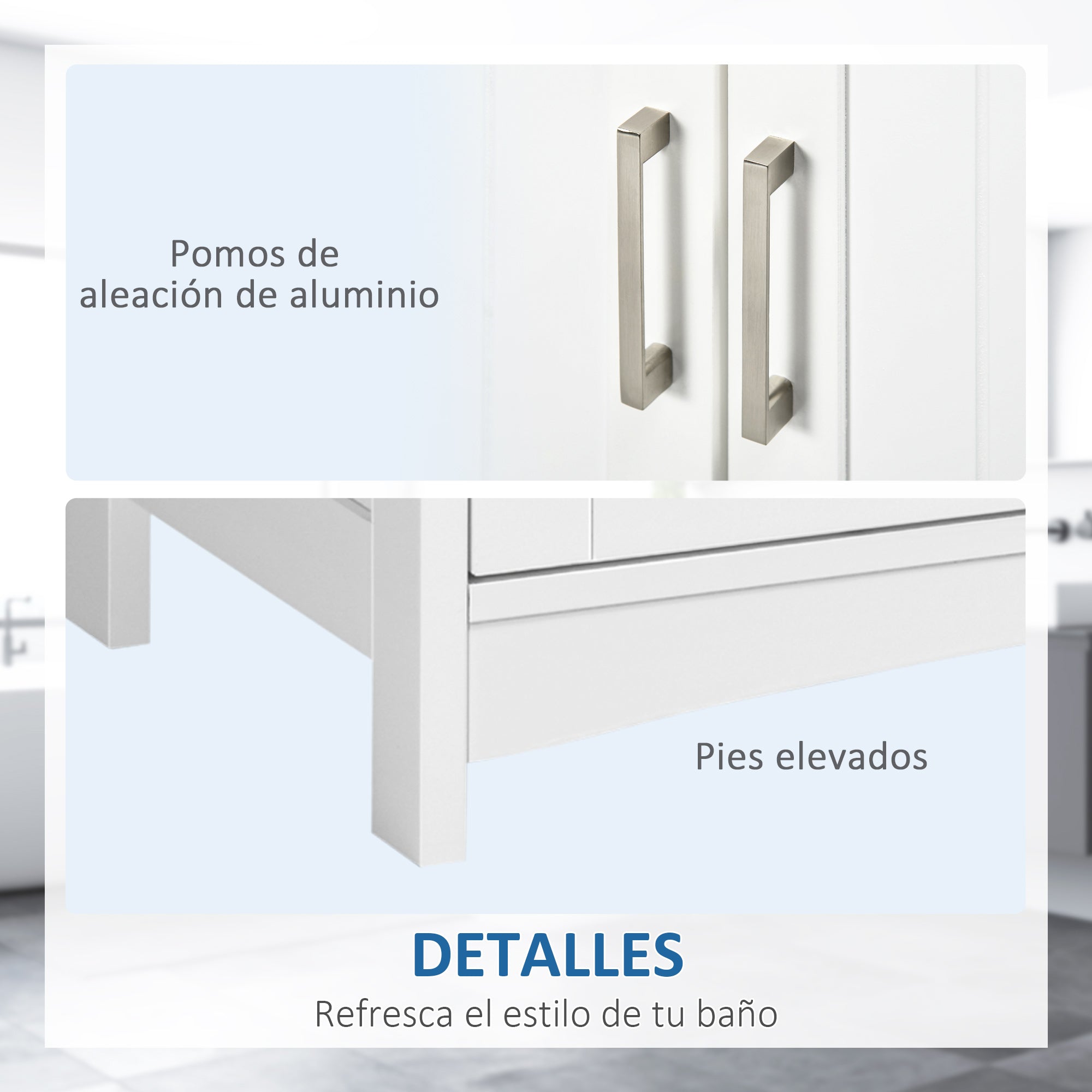 Under Sink Cabinet Bathroom Floor Cabinet with 2 Doors and Adjustable Interior Shelf Modern Style Load 40 kg 60x30x60 cm White