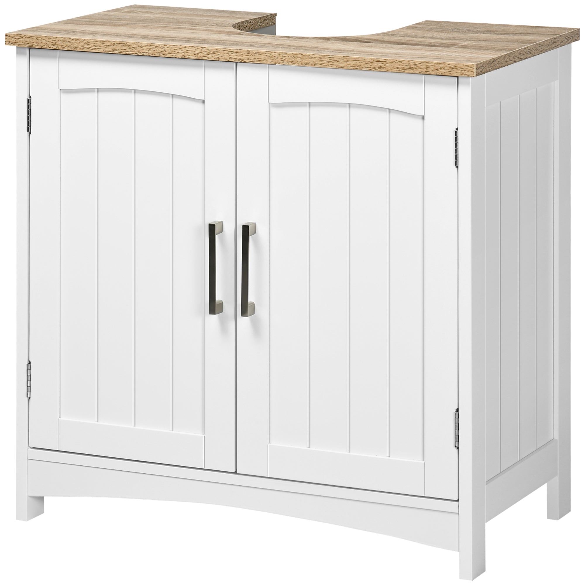 Under Sink Cabinet Bathroom Floor Cabinet with 2 Doors and Adjustable Interior Shelf Modern Style Load 40 kg 60x30x60 cm White