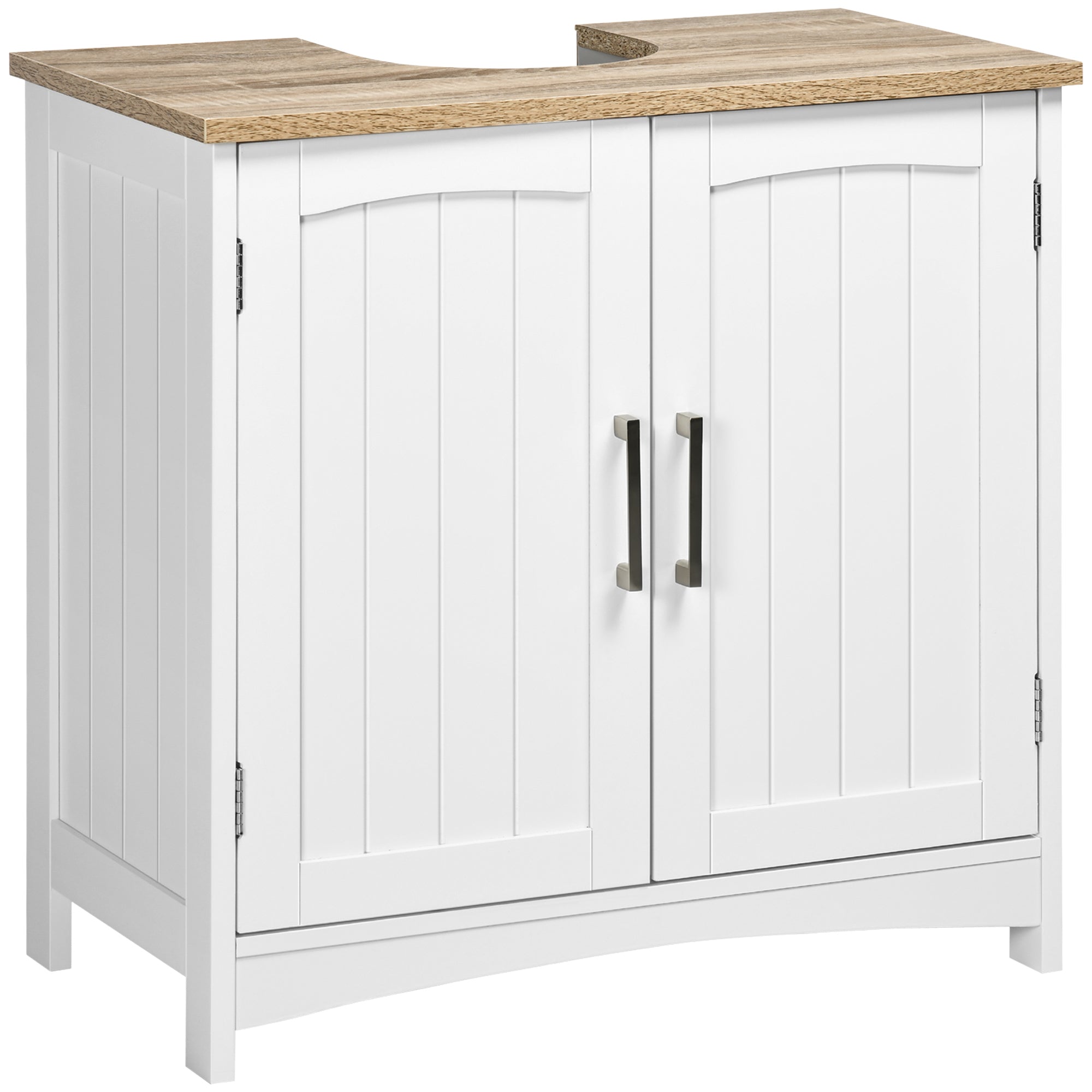 Under Sink Cabinet Bathroom Floor Cabinet with 2 Doors and Adjustable Interior Shelf Modern Style Load 40 kg 60x30x60 cm White
