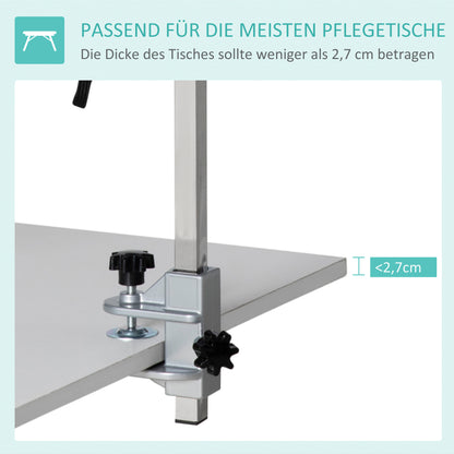 Pet Grooming Arm with Clamp Adjustable Grooming Arm with Loop Dogs Foldable Grooming Arm Height Adjustable Pet Grooming Arm for Medium Cats Dogs Silver