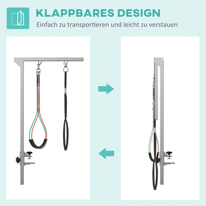 Pet Grooming Arm with Clamp Adjustable Grooming Arm with Loop Dogs Foldable Grooming Arm Height Adjustable Pet Grooming Arm for Medium Cats Dogs Silver