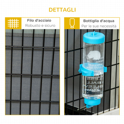 Wooden Rabbit Hutch with House and Open Area, Cage for 1 Rabbit with Removable Tray, 90x53x50cm, Dark Grey