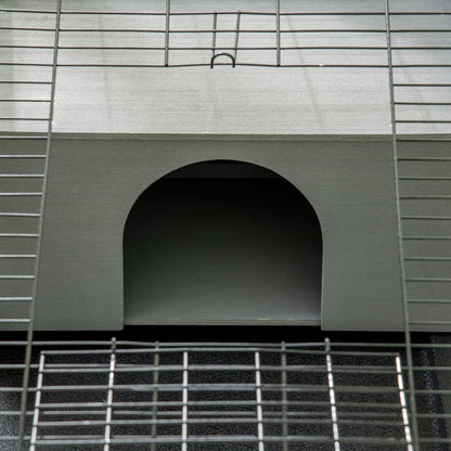 Wooden Rabbit Hutch with House and Open Area, Cage for 1 Rabbit with Removable Tray, 90x53x50cm, Dark Grey