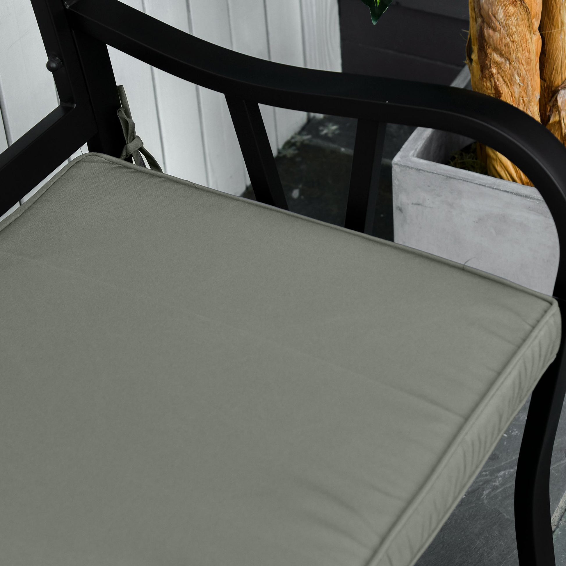 Removable Garden Bench Cushions - Swing Seat Cushions - Set of 2 - dim. 120L x 50W cm - 5 cm Padding - Tie Cords - Gray Polyester