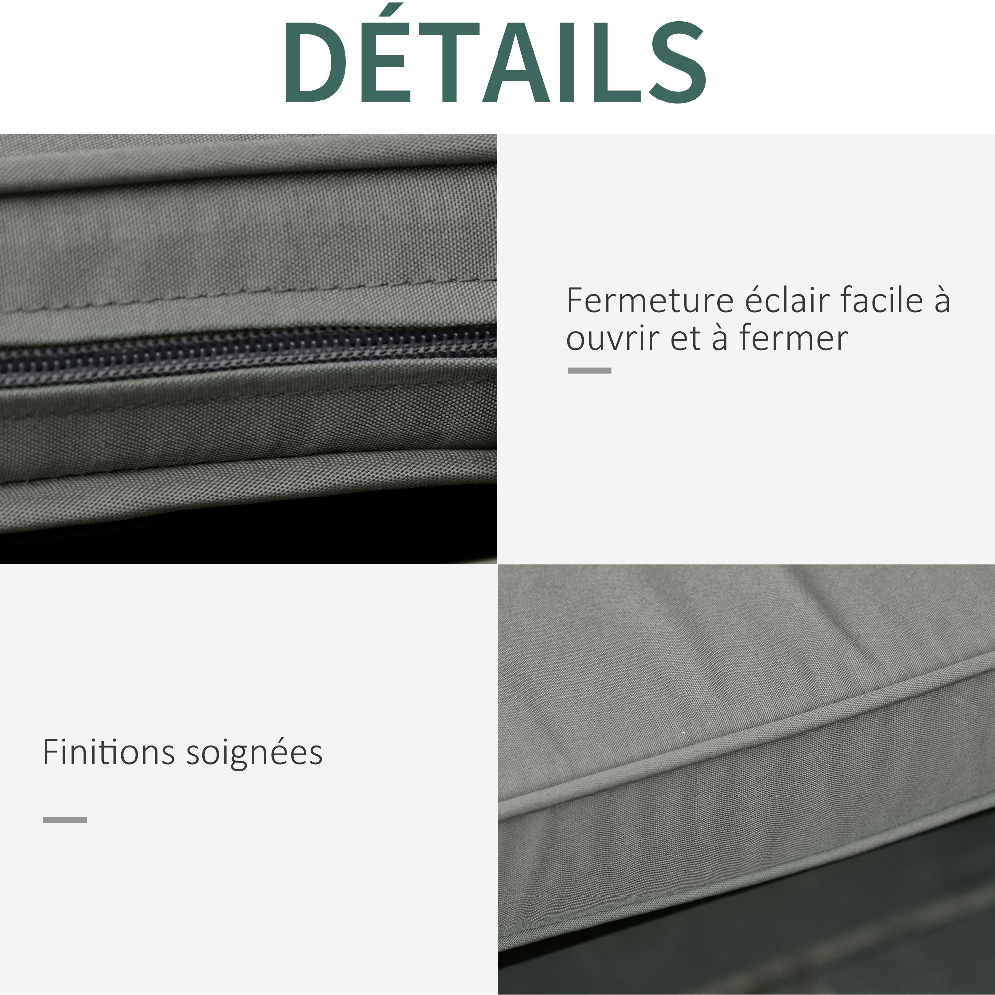 Removable Garden Bench Cushions - Swing Seat Cushions - Set of 2 - dim. 120L x 50W cm - 5 cm Padding - Tie Cords - Gray Polyester