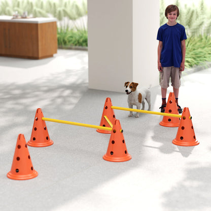 3-Piece Dog Agility Set with 6 Cones, 3 Adjustable Hurdles & Carry Bag