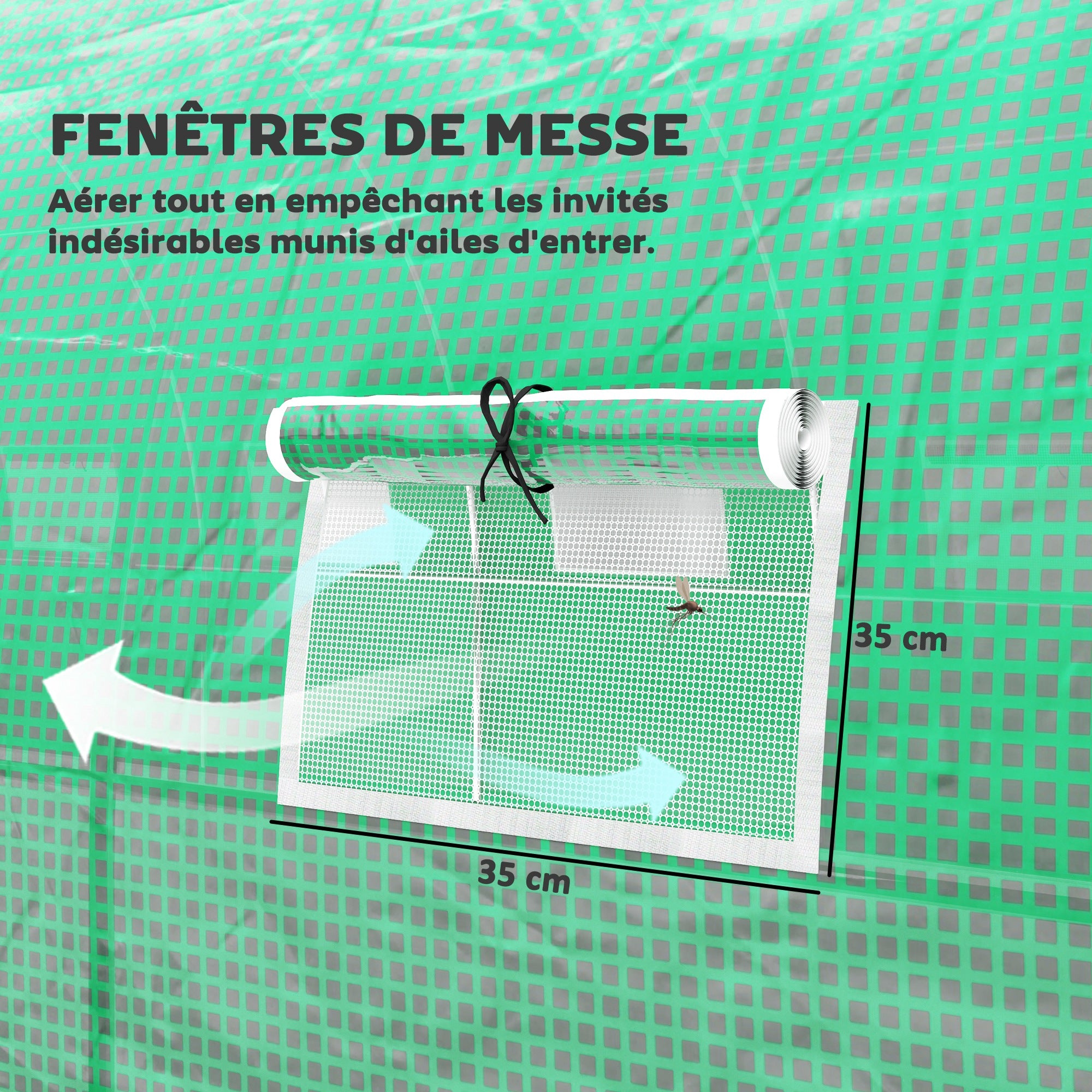 Garden Tunnel Greenhouse 24m² 8L x 3W x 2H m - 16 Windows, Roll-up Zippered Door - Galvanized Tubular Steel Frame, High Density PE Greenhouse cover