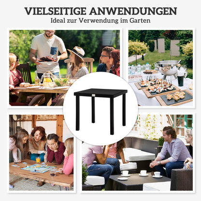 Garden Table for 4 People Dining Table Aluminum Table Outdoor Furniture Lounge Furniture Easy-Care Plastic Black 78 x 78 x 74 cm