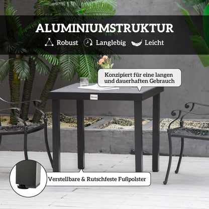 Garden Table for 4 People Dining Table Aluminum Table Outdoor Furniture Lounge Furniture Easy-Care Plastic Black 78 x 78 x 74 cm