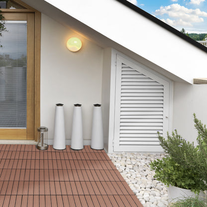 Set of 11 Pieces Outdoor Tiles 30x30 cm 1 sqm Garden Exterior Flooring Non-Slip and Weather Resistant Easy Installation for Garden Terrace Balcony Brown