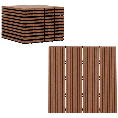 Set of 11 Pieces Outdoor Tiles 30x30 cm 1 sqm Garden Exterior Flooring Non-Slip and Weather Resistant Easy Installation for Garden Terrace Balcony Brown