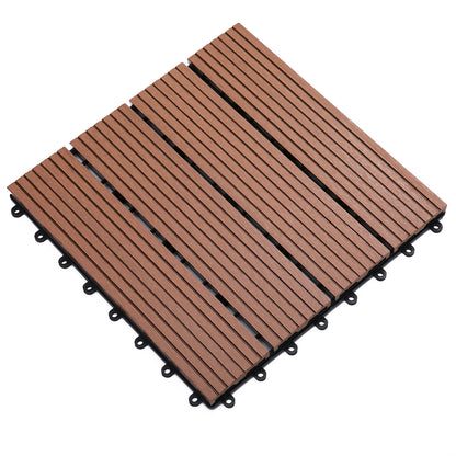 Set of 11 Pieces Outdoor Tiles 30x30 cm 1 sqm Garden Exterior Flooring Non-Slip and Weather Resistant Easy Installation for Garden Terrace Balcony Brown