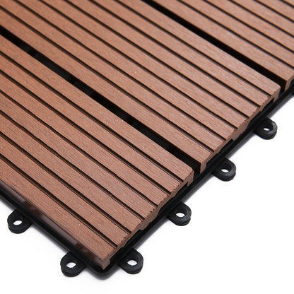 Set of 11 Pieces Outdoor Tiles 30x30 cm 1 sqm Garden Exterior Flooring Non-Slip and Weather Resistant Easy Installation for Garden Terrace Balcony Brown