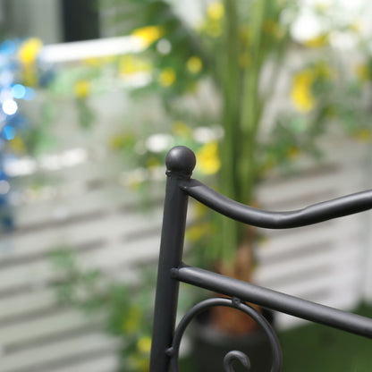 3-Piece Garden Set with Mosaic, Round Outdoor Table with 2 Folding Metal Chairs, Blue