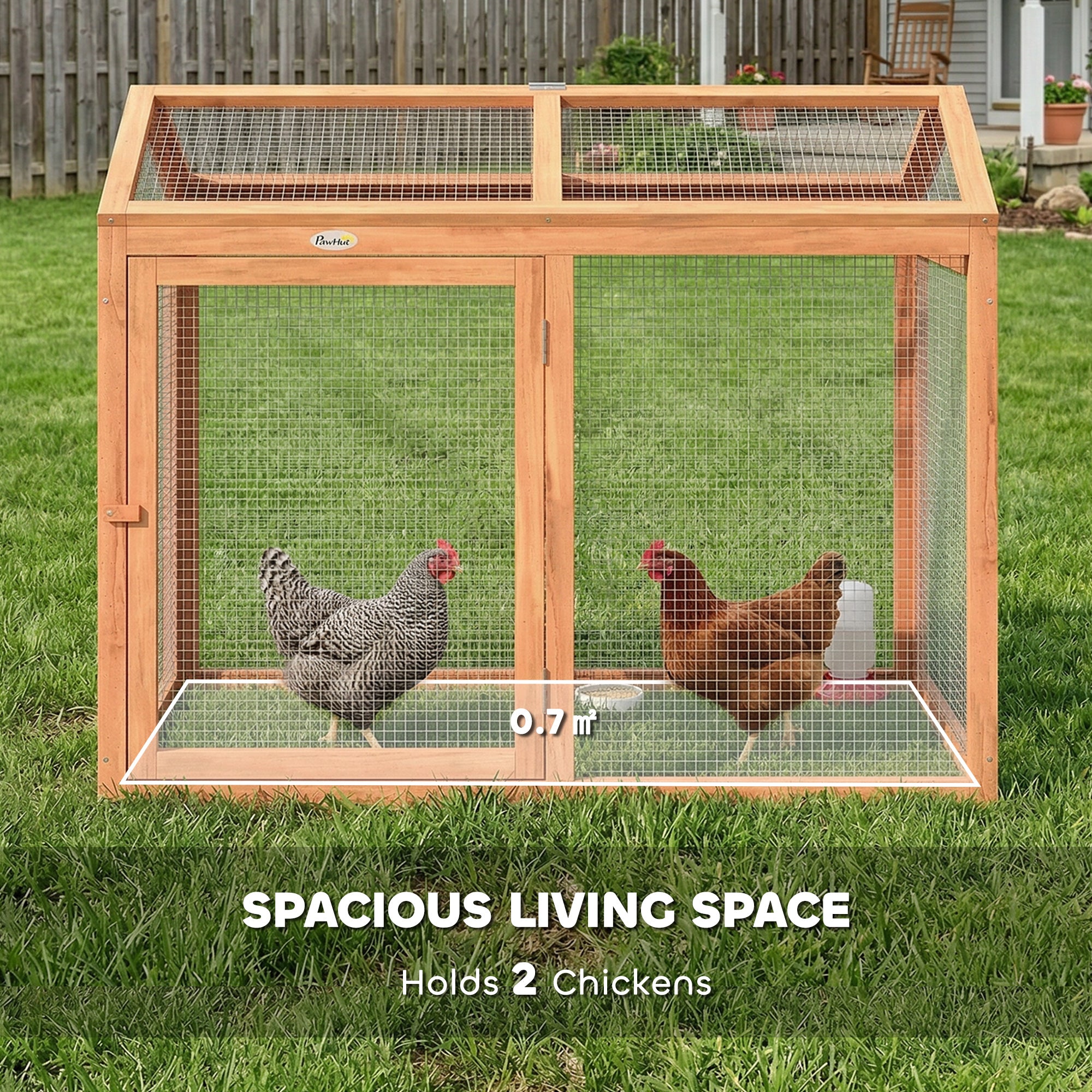Wooden Chicken Run, 41 x 27.8 x 33.1 in, Roost & Double Doors, Wood & Metal Chicken Cage for 2 Chickens – Orange