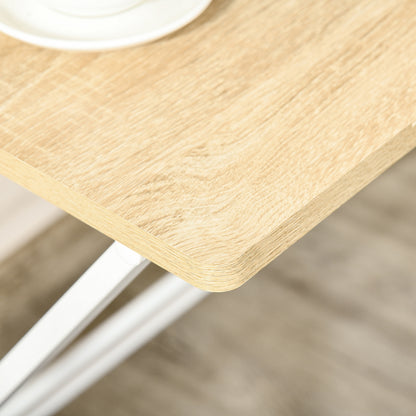 Folding Desk Study Desk with Upper Shelf Modern Style for Living Room Office Bedroom 81.5x70x84 cm Natural and White