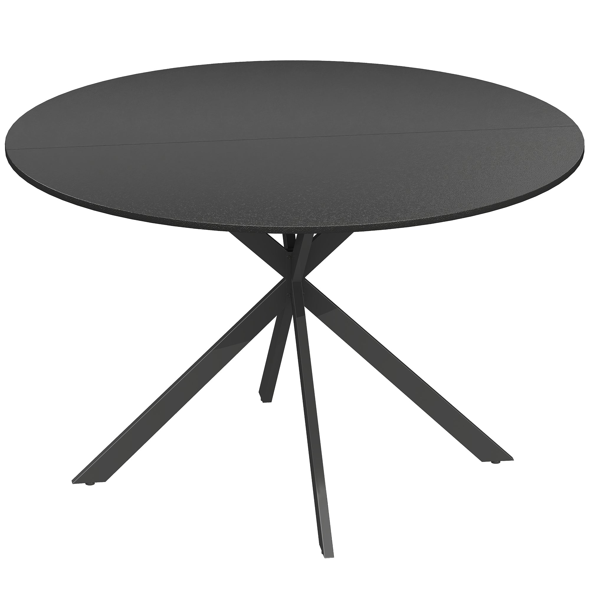 Round Dining Table for 4, 47.2 in Ø Industrial Style with Steel X-Legs, for Dining Room, Kitchen, Home Office, Black