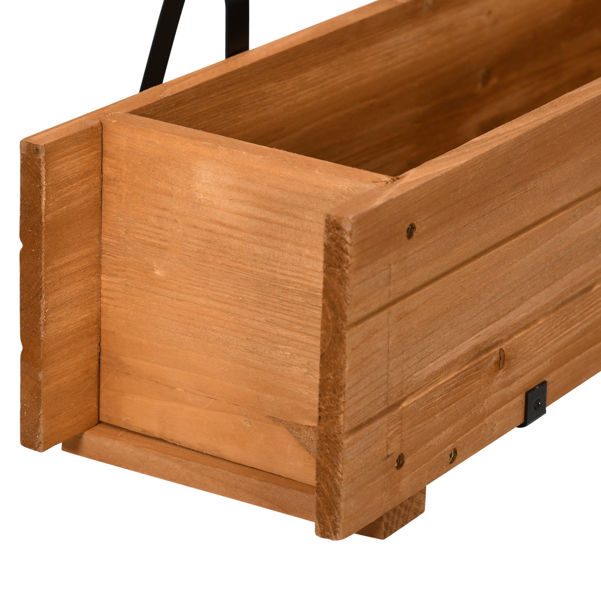 Rectangular Wooden Planter for Floor or Wall Urban Garden with 2 Drainage Holes and 2 Hooks for Crops Plants Flowers on Balcony Garden Terrace 91x18x16.5 cm Natural