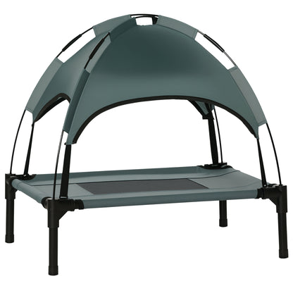 Elevated Dog Bed with Canopy, Pet Bed, Dog Lounger Outdoor with Roof, Breathable, Taft Fabric for Camping Gray 61 x 46 x 62 cm