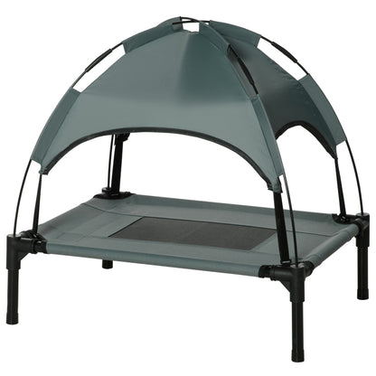 Elevated Dog Bed with Canopy, Pet Bed, Dog Lounger Outdoor with Roof, Breathable, Taft Fabric for Camping Gray 61 x 46 x 62 cm