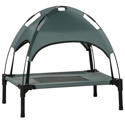 Elevated Dog Bed with Canopy, Pet Bed, Dog Lounger Outdoor with Roof, Breathable, Taft Fabric for Camping Gray 61 x 46 x 62 cm
