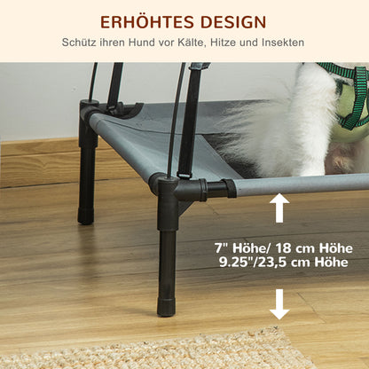 Elevated Dog Bed with Canopy, Pet Bed, Dog Lounger Outdoor with Roof, Breathable, Taft Fabric for Camping Gray 61 x 46 x 62 cm