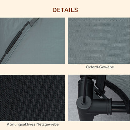 Elevated Dog Bed with Canopy, Pet Bed, Dog Lounger Outdoor with Roof, Breathable, Taft Fabric for Camping Gray 61 x 46 x 62 cm