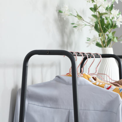 Wooden Clothes Rack with 5 Storage Shelves and Hanging Rod for Bedroom Living Room Entry Industrial Style 101x39x160 cm Rustic