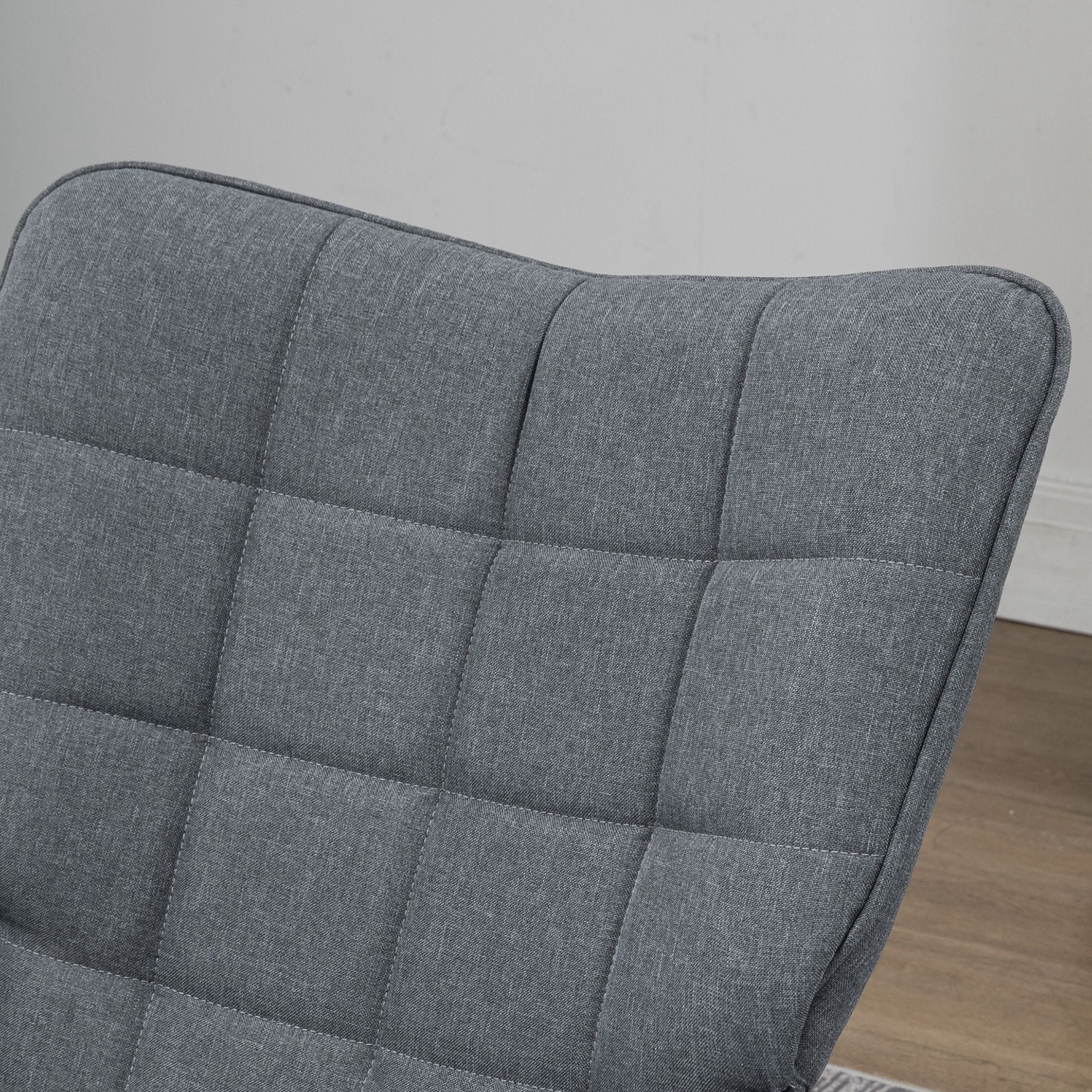 Rocking Chair Rocking Chair with Ottoman, Armchair, Nursing Chair with Linen Look, Rocking Chair up to 130 kg Capacity for Bedroom, Living Room, Gray