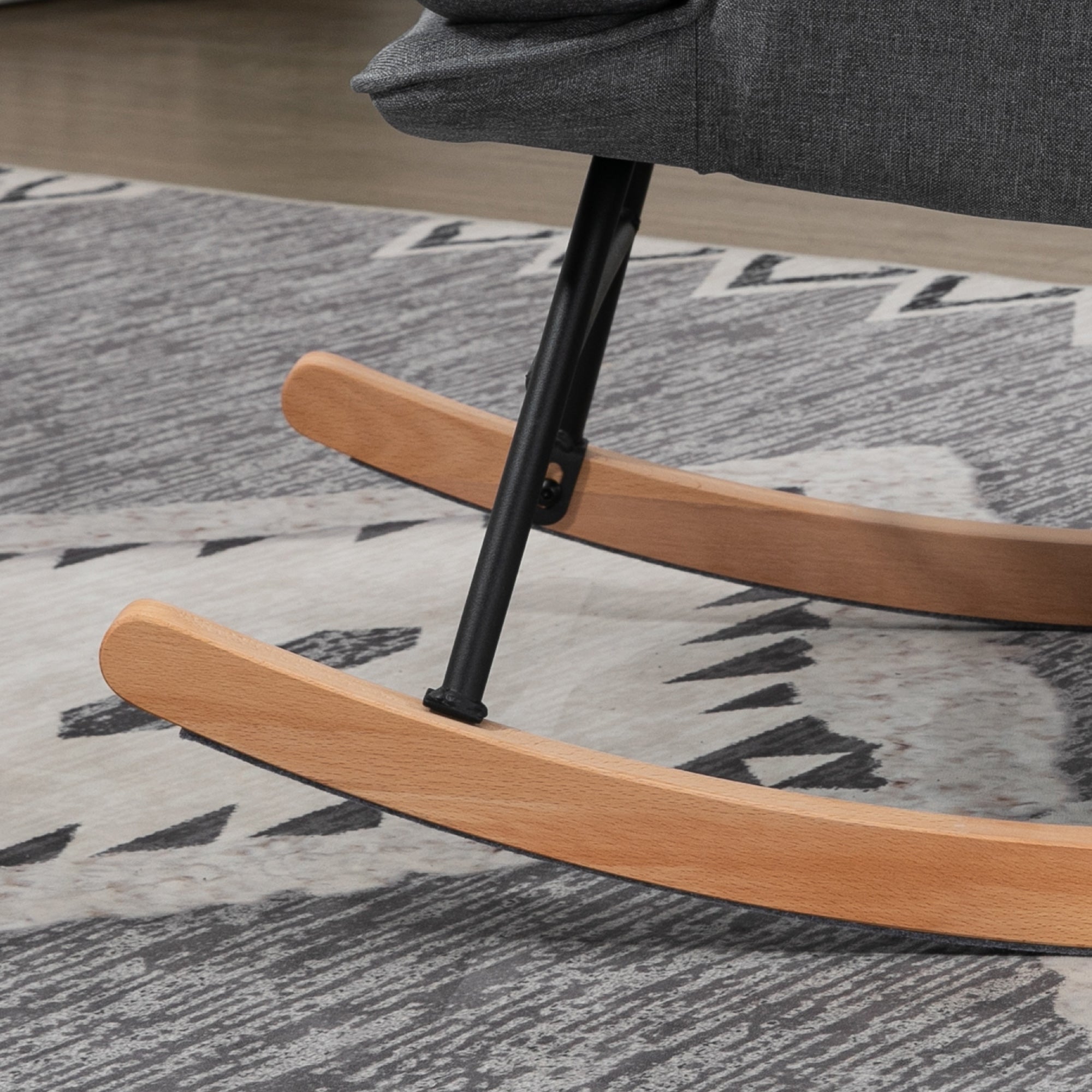 Rocking Chair Rocking Chair with Ottoman, Armchair, Nursing Chair with Linen Look, Rocking Chair up to 130 kg Capacity for Bedroom, Living Room, Gray