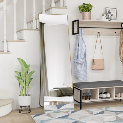 Large rectangular full-length mirror, 50 x 160 cm - floor standing, wall-mounted, or leaned against the wall - for bedroom, living room, and dressing room, gold