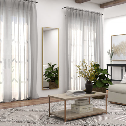 Large rectangular full-length mirror, 50 x 160 cm - floor standing, wall-mounted, or leaned against the wall - for bedroom, living room, and dressing room, gold