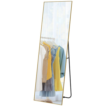 Large rectangular full-length mirror, 50 x 160 cm - floor standing, wall-mounted, or leaned against the wall - for bedroom, living room, and dressing room, gold