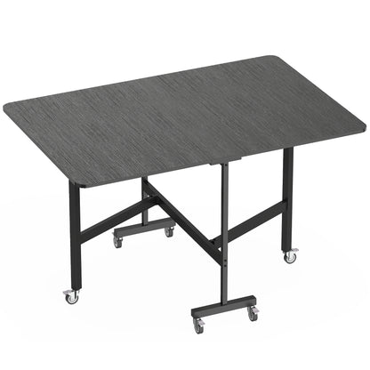 Folding Dining Table for 4–6 with Wheels & Drop Leaves, Black, 47.2×31.5×28.7 in