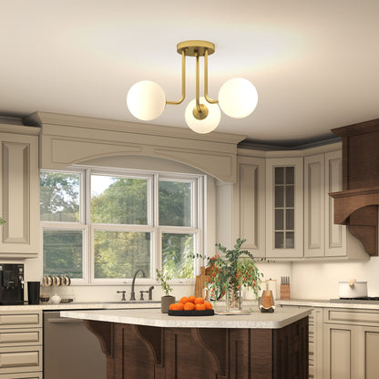 Vintage 3-Light Gold Ceiling Light with G9 Sockets for Living Room and Lounge, 42 x 42 x 26.5 cm (16.5 x 16.5 x 10.4 in), Bulbs Not Included