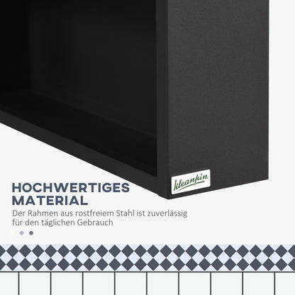 Bathroom Mirror Cabinet, Bathroom Cabinet with Mirror Door, Bathroom Cabinet with 2 Interior Shelves and 1 Open Shelf, Wall-Mounted Cabinet, Black, 46 x 13.5 x 58 cm