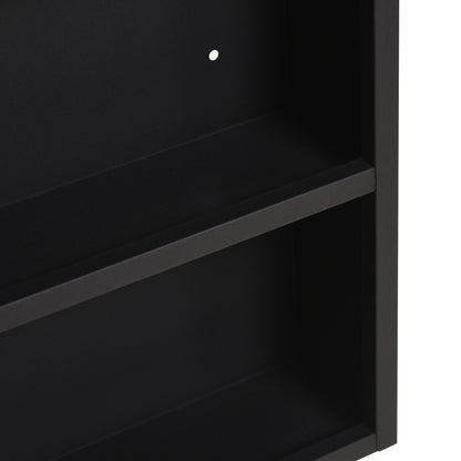 Bathroom Mirror Cabinet, Bathroom Cabinet with Mirror Door, Bathroom Cabinet with 2 Interior Shelves and 1 Open Shelf, Wall-Mounted Cabinet, Black, 46 x 13.5 x 58 cm