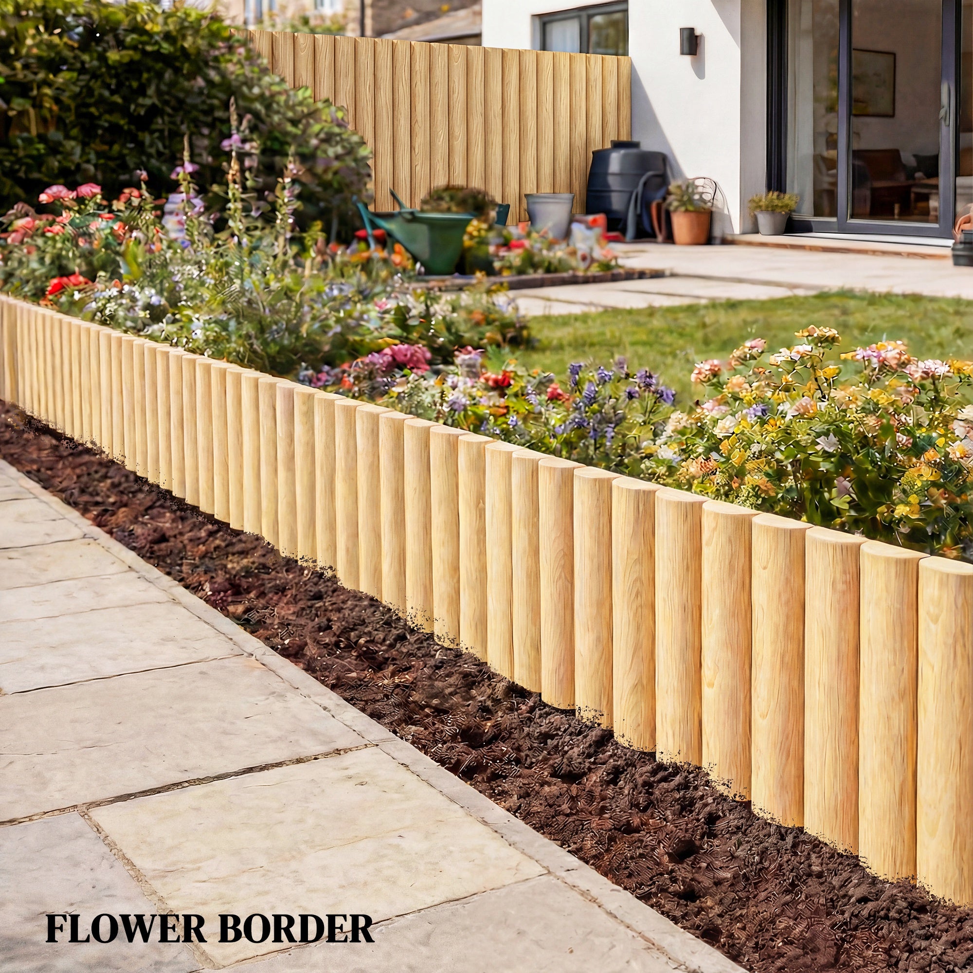 Wooden Garden Fence 69.3 x 11.8 in — Fence Panels, Pet Barrier, Landscape Border for Flowerbeds, Natural Wood